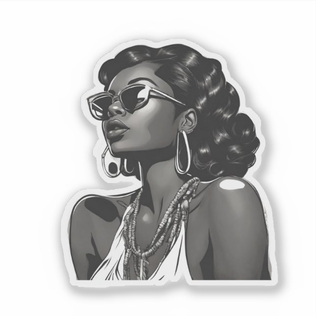 Adesivo African American Woman Custom-Cut Vinyl Sticker (Frente)