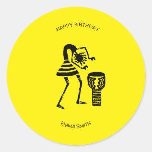 Adesivo African Art, Cute Silhouette Music Girl