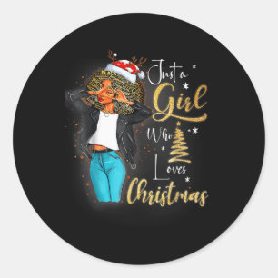 Adesivo African Girl American Melanin Christmas Santa Hat