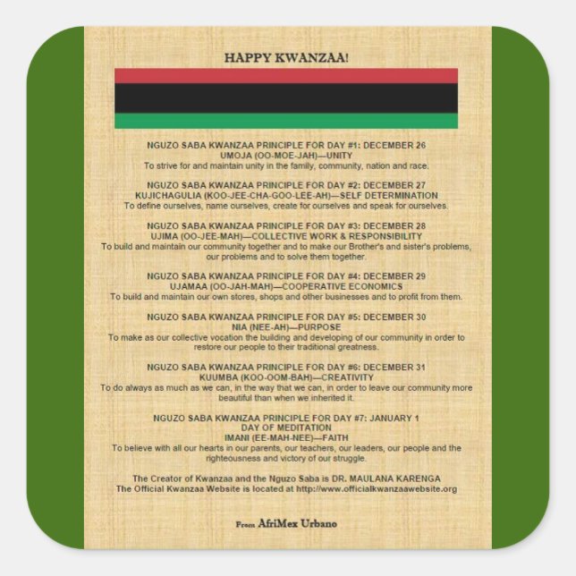 Adesivo AfriMex Urbano Kwanzaa Série 4 (Frente)