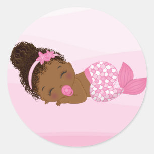 Adesivo Afro-Americana Baby Mermaid Sticker