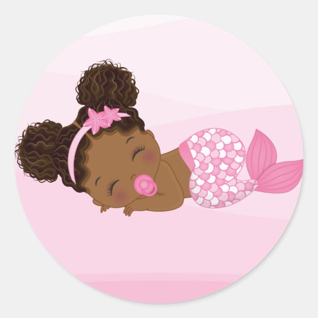 Adesivo Afro-Americana Baby Mermaid Sticker (Frente)