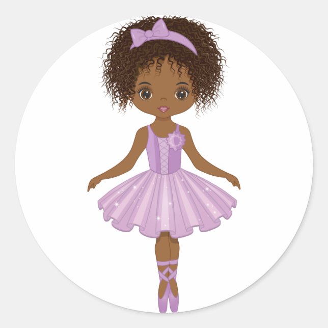 Adesivo Afro-americano Ballerina Round Sticker (Frente)