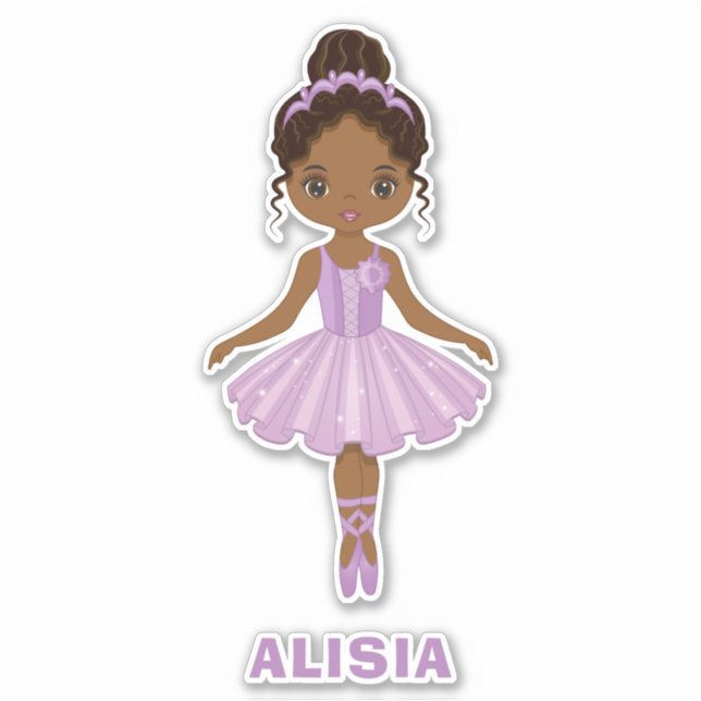 Adesivo Afro-Americano de Ballerina Girl Vinyl Sticker (Frente)