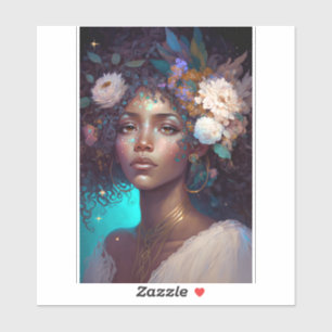 Adesivo Afro-Americano Deusa Negra Rainha Fantasia Art S