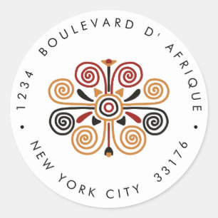 Adesivo Afro Ankara Kente Endereço de retorno do casamento