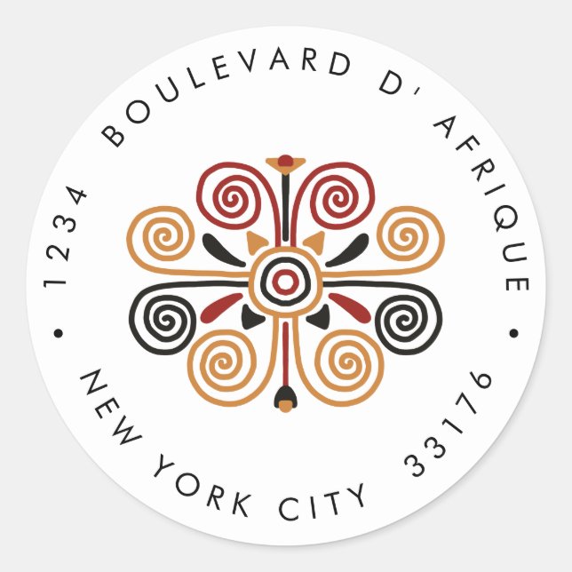 Adesivo Afro Ankara Kente Endereço de retorno do casamento (Frente)
