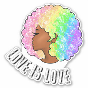 Adesivo afro arco-íris amor LGBTQ é amor orgulho garota ne