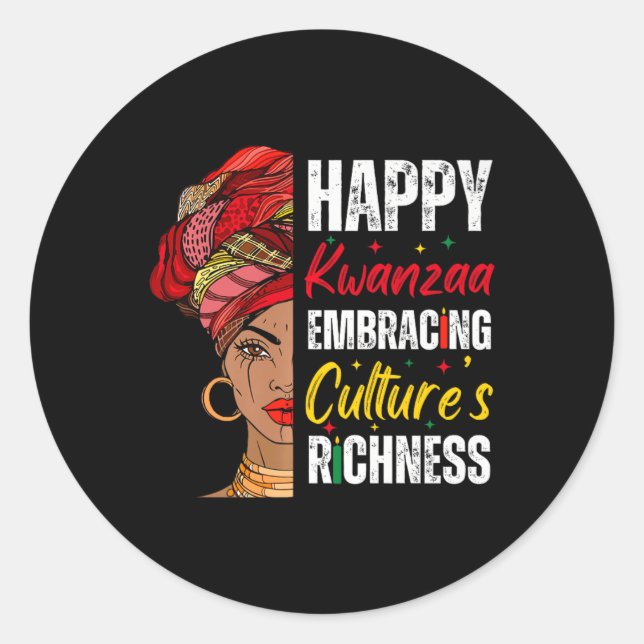Adesivo Afro Girl Happy Kwanzaa Patrimônio Africano Americ (Frente)