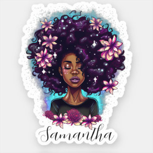 Adesivo Afro-Mulher Floral