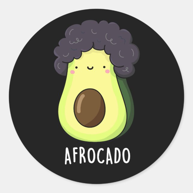 Adesivo Afrocado Engraçado Avocado com Afro Pun Dark BG (Frente)