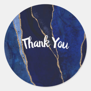 Adesivo Ágata Azul e Dourado Glam Moderno Casamento Minima