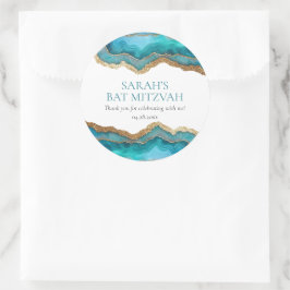 Adesivo Ágata Dourada Azul Bar ou Bat Mitzvah