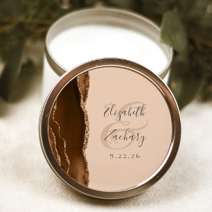 Adesivo Ágata Geodo Script Mocha Marrom Bege Dourado Casam
