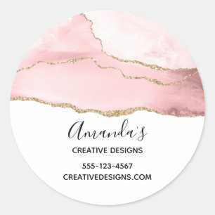 Adesivo Agate cor-de-rosa com Dourado negócio elegante de