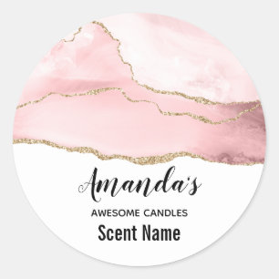 Adesivo Agate cor-de-rosa com uma Dourada Vela Elegante de