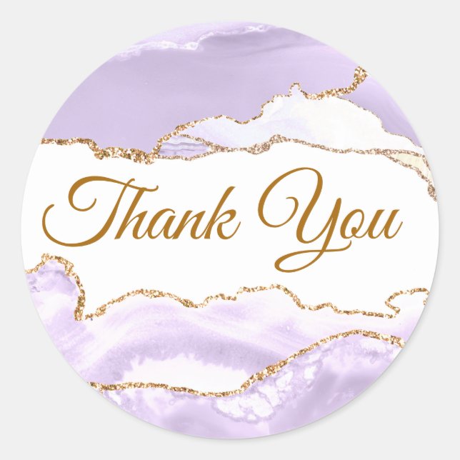 Adesivo Agate de lavanda Obrigado Clássico Round Sticker (Frente)