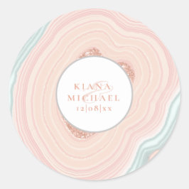 Adesivo Agate Geode Glitter Wedding Rosa Dourado ID647