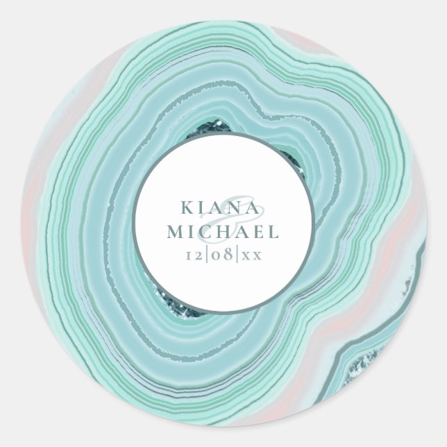Adesivo Agate Geode Glitter Wedding Teal ID647 (Frente)