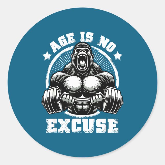 Adesivo Age Is No Excuse Gorilla Weightlift Gym Quotes Gym (Frente)