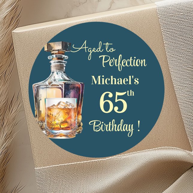 Adesivo Aged to Perfection Men 65th Whiskey Birthday (Criador carregado)