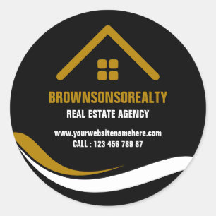 Adesivo Agência imobiliária logotipo simples círculo preto