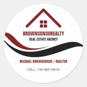 Adesivo Agência imobiliária logotipo simples Vermelho