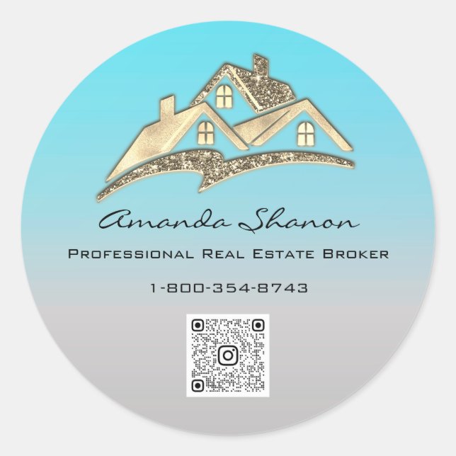 Adesivo Agente Imobiliário Agente Dourado do House QR Code (Frente)