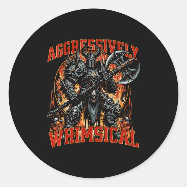 Adesivo Aggressively Whimsical Dark Fantasy Warrior Battle (Frente)