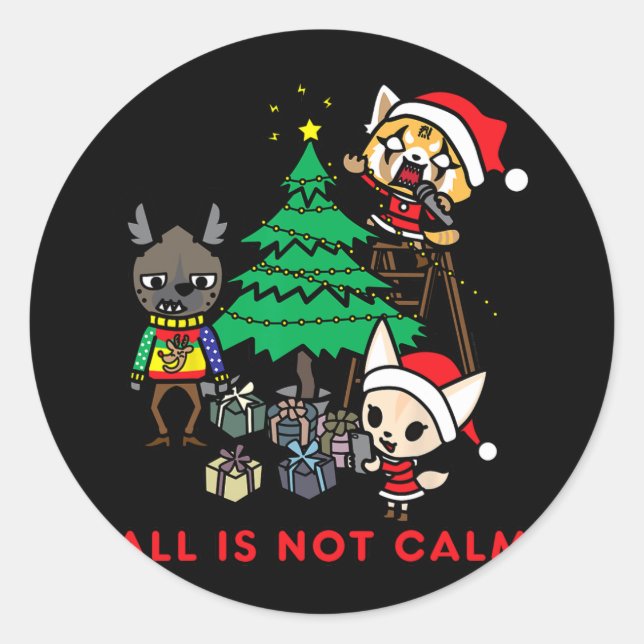 Adesivo aggretsuko não está tudo calmo no natal (Frente)