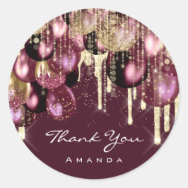 Adesivo Agradecer Nome 16º Balão de Casamento Dourado Borg