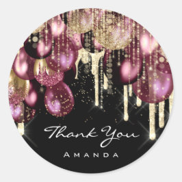 Adesivo Agradecer Nome 16º Balão de Casamento Dourado Mars