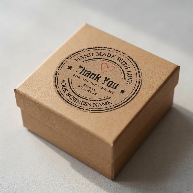 Adesivo Agradecido Feito à Mão Vintage - Feito com (#vintagesticker #handmadevintage #packagingdesign #smallbusiness #thankyousticker #kraftstyle )