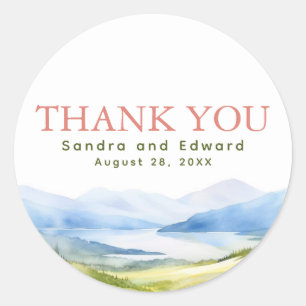 Adesivo Agradecimento Aquarela Montanhas