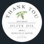 Adesivo Agradecimento Azeite<br><div class="desc">Oliveiras e folhas em aquarela,  azeite moderno,  adesivo de agradecimento.</div>