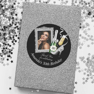 Adesivo Agradecimento de Aniversário de Mulheres Prata