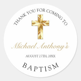 Adesivo Agradecimento de Batismo em Ouro Elegante para Beb