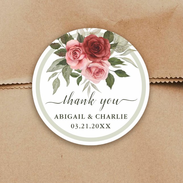 Adesivo Agradecimento de Casamento com Rosas Vermelhas em  (Criador carregado)