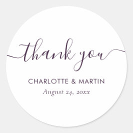 Adesivo Agradecimento de Casamento em Letra Moderna Roxa