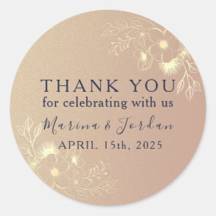 Adesivo Agradecimento de Casamento em Rose Gold