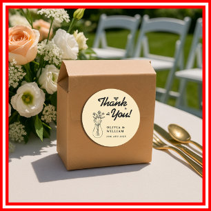 Adesivo Agradecimento de Casamento Flor Silvestre Amarelo