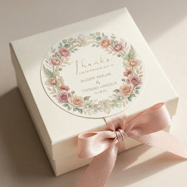 Adesivo Agradecimento de Casamento Floral Blush