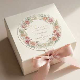 Adesivo Agradecimento de Casamento Floral Blush