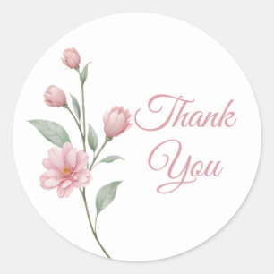 Adesivo Agradecimento de Casamento Floral Elegante Rosa Ve