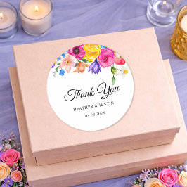 Adesivo Agradecimento de casamento floral em aquarela colo