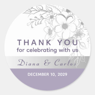 Adesivo Agradecimento de Casamento Floral Lavanda