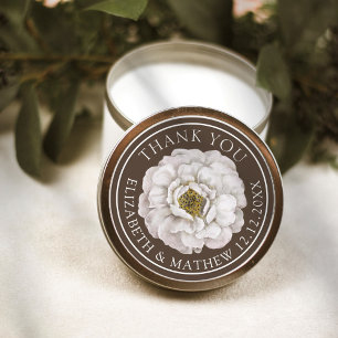 Adesivo Agradecimento de Casamento Floral Marrom Escuro