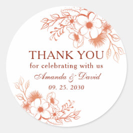 Adesivo Agradecimento de Casamento Floral Pêssego