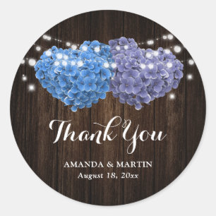 Adesivo Agradecimento de Casamento Floral Roxo e Azul