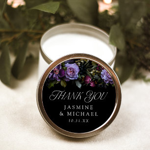 Adesivo Agradecimento de Casamento Floral Roxo Gótico Temp